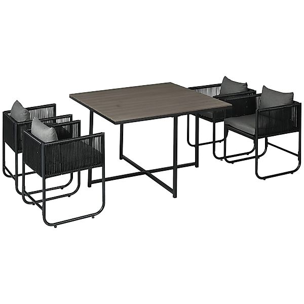 Outsunny Gartenmöbel-Set PE Rattan Polyester Grau 110L x 110B x 75Hcm günstig online kaufen