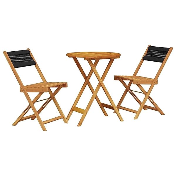 vidaXL 3-tlg Bistro-Set Schwarz Polypropylen und Massivholz Modell 3 günstig online kaufen