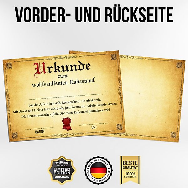 Tigerlino Poster Ruhestand Urkunde Geschenk zur günstig online kaufen