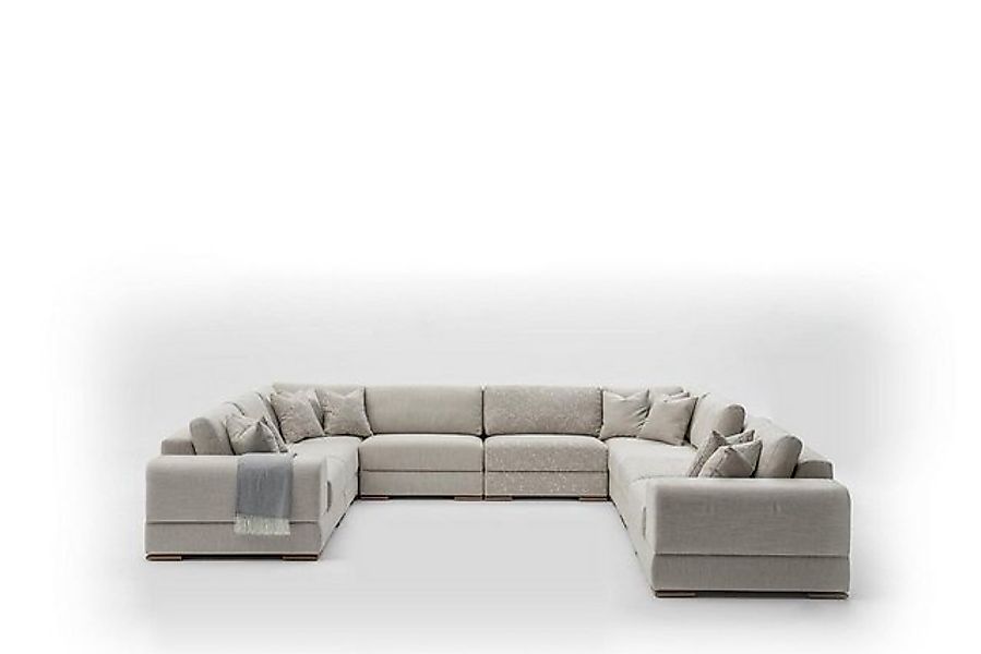 Xlmoebel Ecksofa U-förmiges Luxus-Design-Grau-Ecksofa aus Stoff für Ihr Woh günstig online kaufen