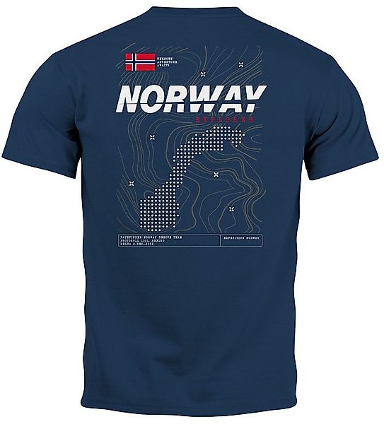Neverless Print-Shirt Herren T-Shirt Backprint Norwegen Flagge Schriftzug N günstig online kaufen