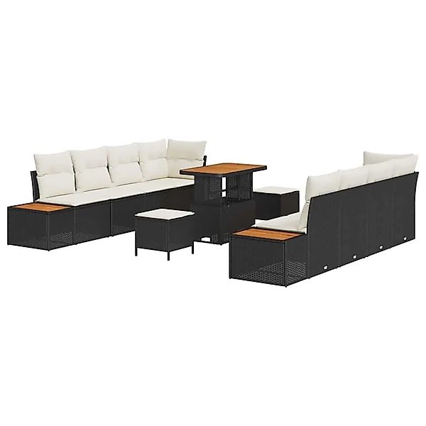 vidaXL Gartensofa-set mit Kissen 11-Tlg Schwarz Poly-Rattan 3364840 günstig online kaufen