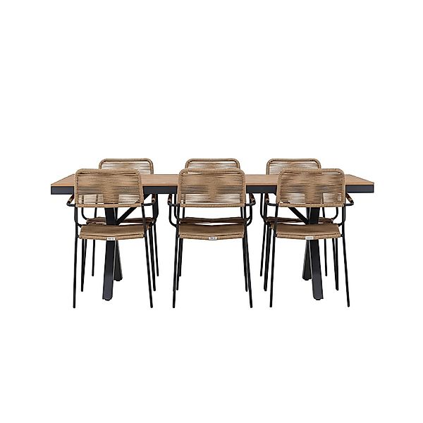 ebuy24 GarciaLindos Gartenset 1 Esstisch 6 Stühle Schwarz Tisch cm H74xB100 günstig online kaufen