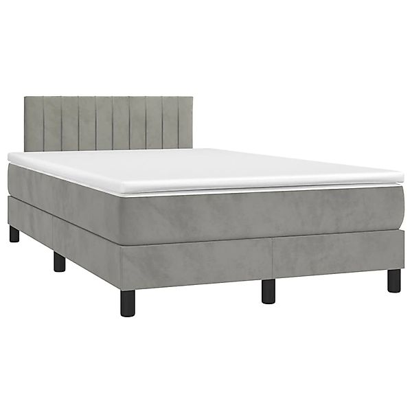 vidaXL Boxspringbett mit Matratze & LED Hellgrau 120x200 cm Samt 3134513 günstig online kaufen