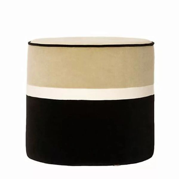 Sitzkissen Léo Small textil schwarz beige / Ø 42 x H 43 cm - Velours - Mais günstig online kaufen