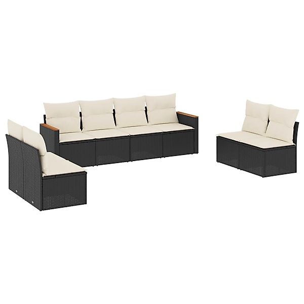 vidaXL 8-Tlg Garten-Sofagarnitur mit Kissen Schwarz Poly Rattan 3225888 günstig online kaufen