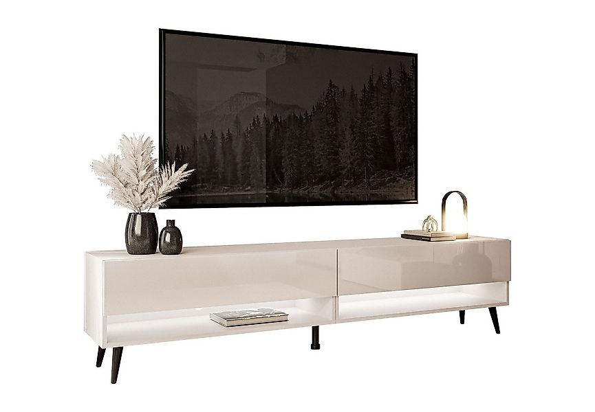 Lookway Lowboard CALANTE 180 cm RTV Schrank auf Beinen und LED-Beleuchtung günstig online kaufen