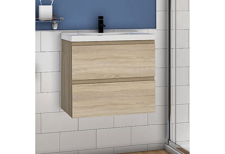 duschspa Waschtisch Badmöbel Set Waschbecken mit Unterschrank MDF, Beite 50 günstig online kaufen