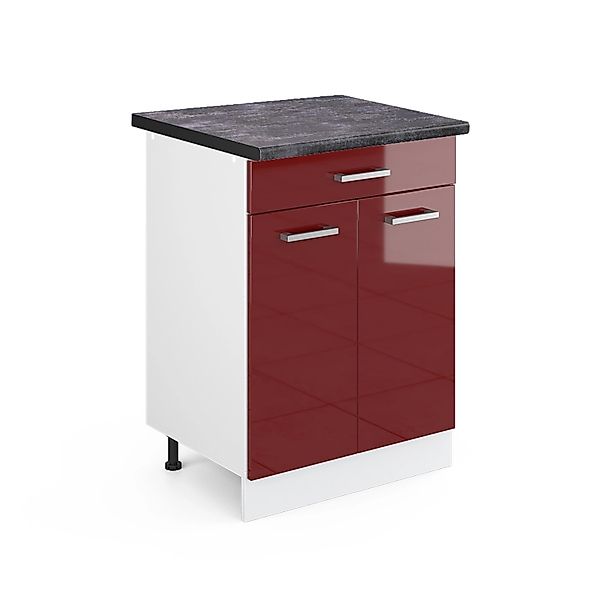 Vicco Küchenunterschrank R-Line Bordeaux Hochglanz/Weiß 60 cm mit Schublade günstig online kaufen
