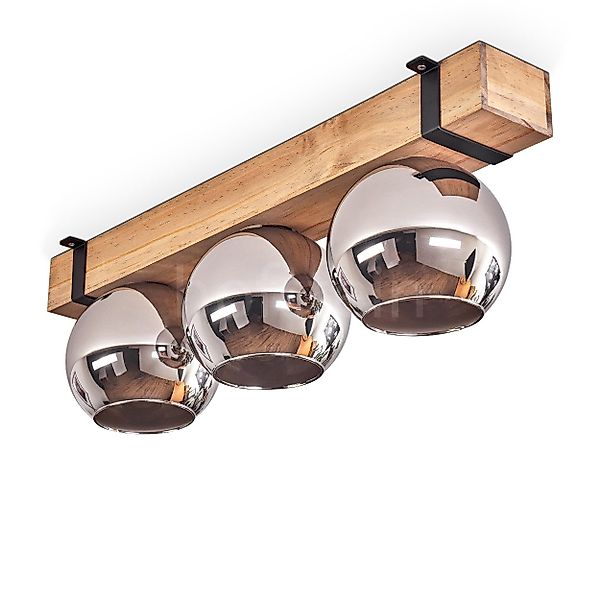 hofstein Deckenleuchte Deckenlampe aus Metall/Holz/Glas in günstig online kaufen