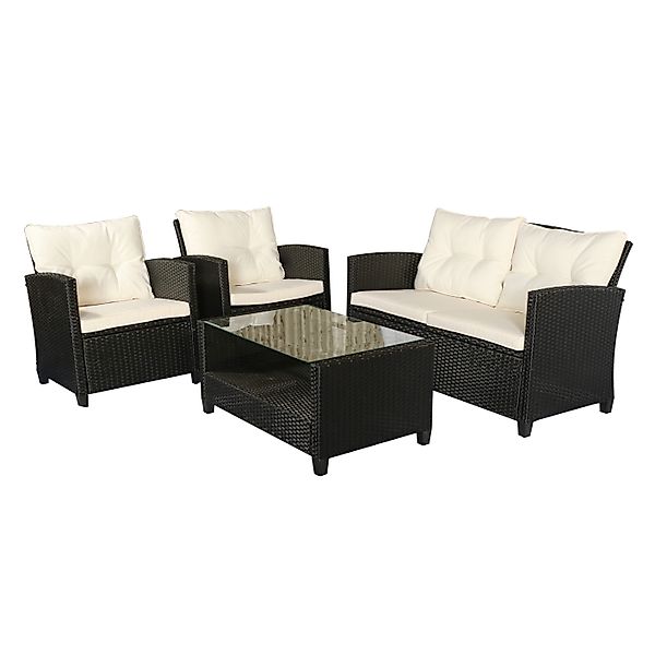 Outsunny Polyrattan Sitzgarnitur für 4 Personen, Gartenset Lounge Möbel Set günstig online kaufen