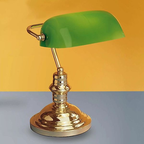 Tischlampe Onella im Banker-Stil, grün günstig online kaufen