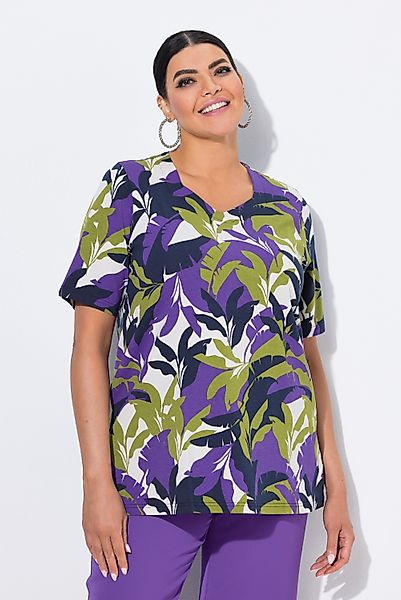 Ulla Popken T-Shirt T-Shirt Blätter A-Linie günstig online kaufen