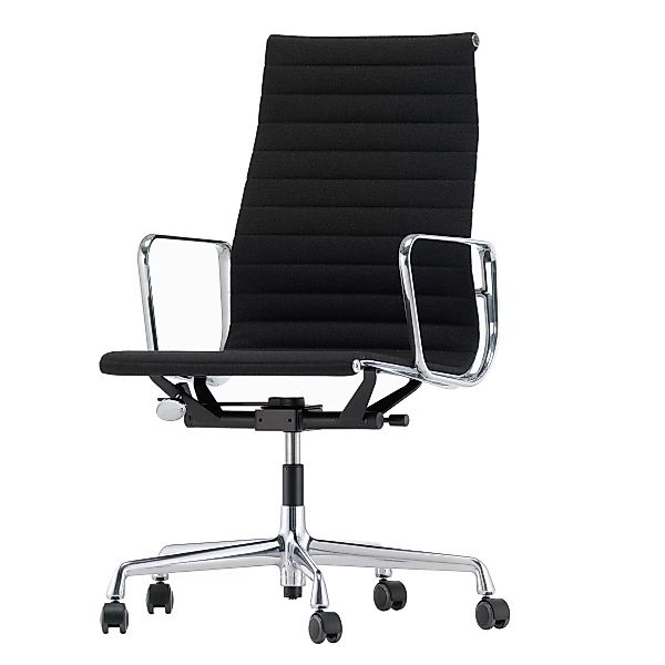 Vitra - EA 119 Alu Chair Bürostuhl Stoff Gestell poliert - Stoff nero schwa günstig online kaufen