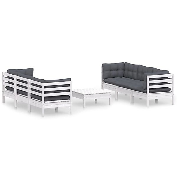 vidaXL 7-tlg Garten-Lounge-Set mit Anthrazit Kissen Kiefernholz Modell 4 günstig online kaufen