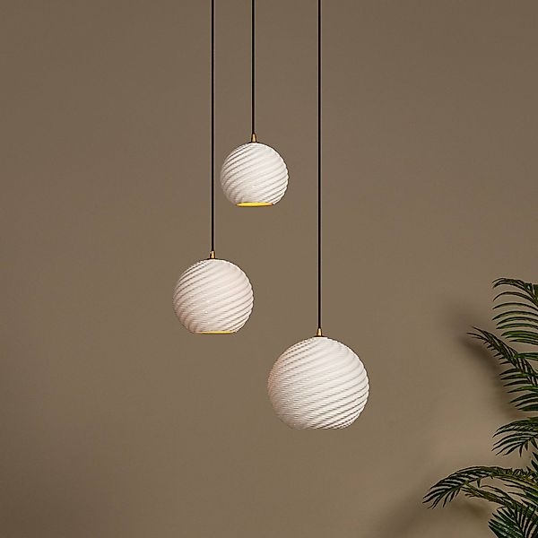 Pendellampe Bina, Länge 45 cm weiß/schwarz, Porzellan 3-flg. günstig online kaufen