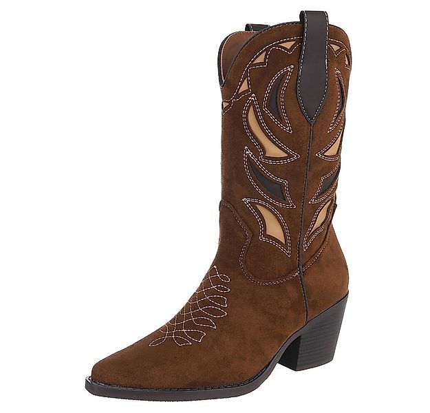 Ital-Design Trendige Westernstiefel mit Detailstickerei und Komfort Western günstig online kaufen