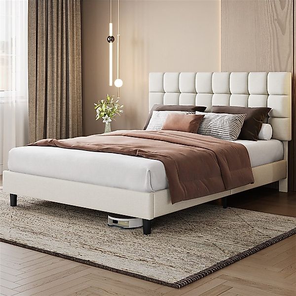 Yaheetech Polsterbett Bettgestell, Doppelbett mit Höhenverstellbarem günstig online kaufen