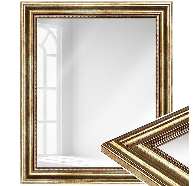 WANDStyle Wandspiegel H550, Gold, aus Massivholz im Antik Stil günstig online kaufen