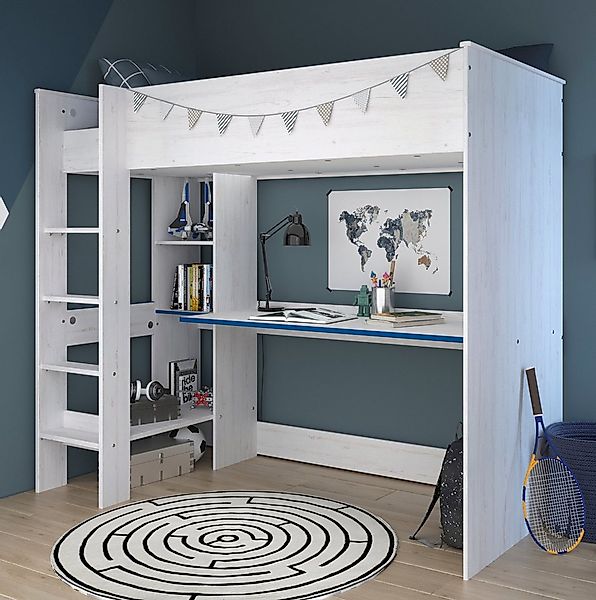 Parisot Hochbett Tivaro (Kinder- und Jugendbett mit Schreibtisch, Liegefläc günstig online kaufen