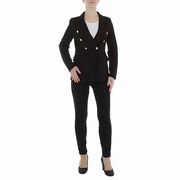 Ital-Design Anzug Damen Elegant (86365239) Knopfleiste Zweiteiler in Schwar günstig online kaufen