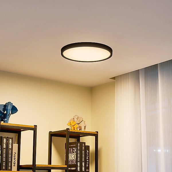 Lindby LED-Deckenleuchte Pravin, Ø 40 cm, 3.000 K, schwarz günstig online kaufen