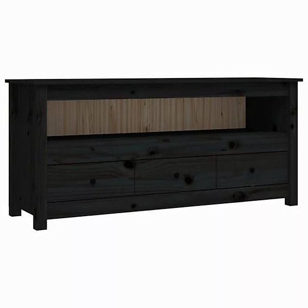 furnicato TV-Schrank Schwarz 114x35x52 cm Massivholz Kiefer (1-St) günstig online kaufen