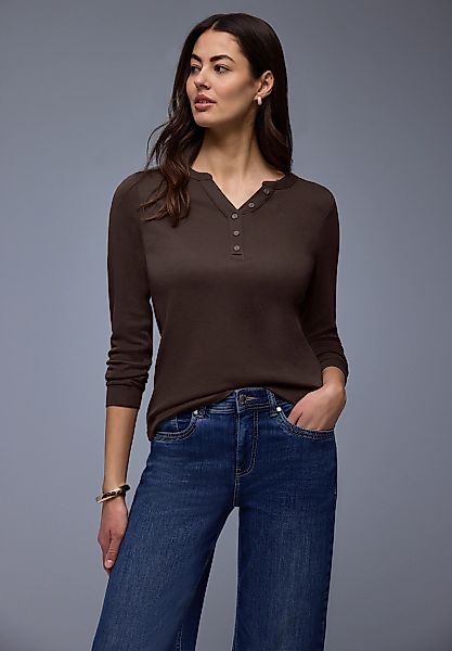 STREET ONE Langarmshirt mit dekorativem Split Neck und Knopfleiste günstig online kaufen