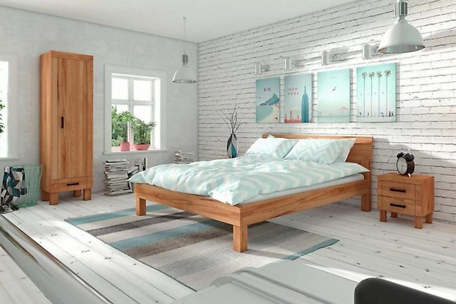 Natur24 Einzelbett Bett Ringo 1 Sonderlänge 140x210 Kernbuche Holzkopfteil günstig online kaufen