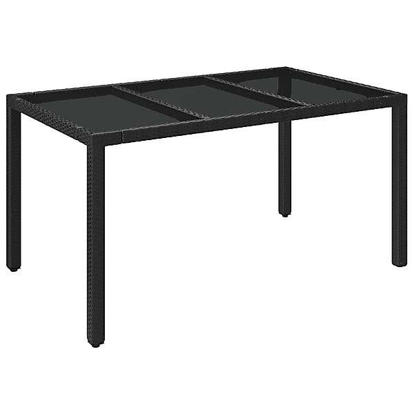 vidaXL Gartentisch mit Glasplatte Schwarz 150x90x75 cm Poly Rattan 319899 günstig online kaufen