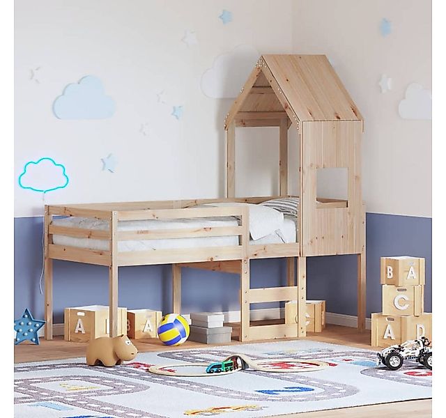 vidaXL Bett, Hochbett mit Dach 75x190 cm Massivholz Kiefer günstig online kaufen