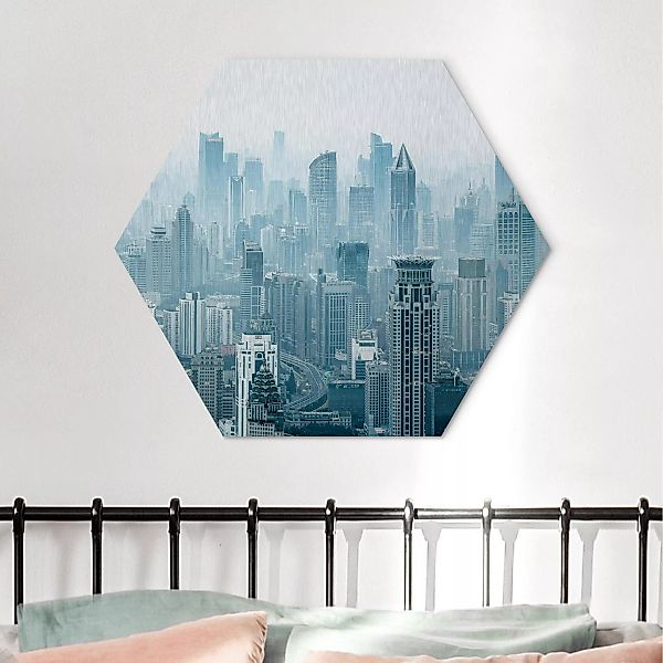 Hexagon-Alu-Dibond Bild Kühles Shanghai günstig online kaufen