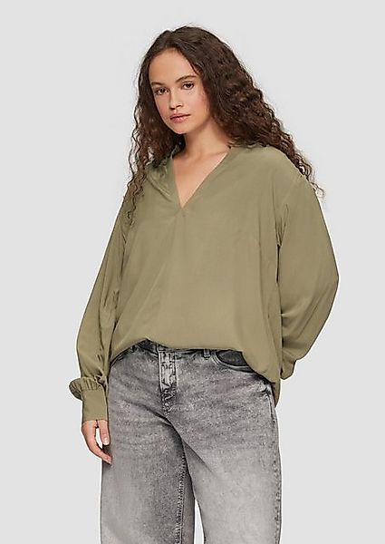 QS Langarmbluse Viskosebluse mit Tunika-Ausschnitt Raffung günstig online kaufen
