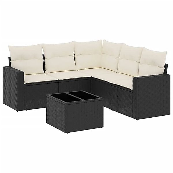 vidaXL 6-Tlg Garten-Sofagarnitur mit Kissen Schwarz Poly Rattan 3251293 günstig online kaufen