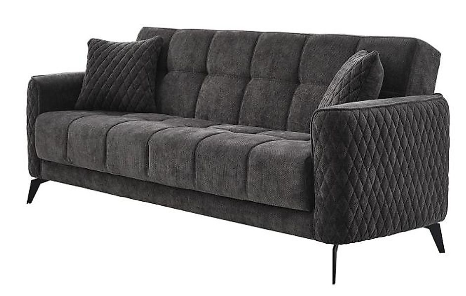 3-Sitzer inkl. 3 Kissen mit Schlaffunktion Grau / Metallfuß schwarz günstig online kaufen