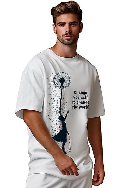 Reichstadt Print-Shirt Casual Oversize T-Shirt 24RS057 Positive Dreamer XL günstig online kaufen