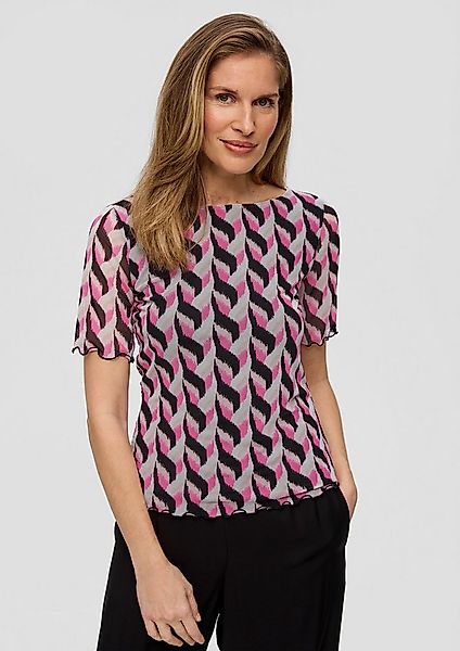 s.Oliver Kurzarmshirt T-Shirt Mesh-Shirt mit All-over-Print günstig online kaufen