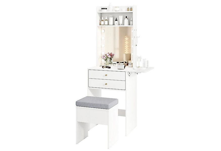 COSTWAY Schminktisch (1-St), mit Beleuchtung, Ladestation, klappbarer Tisch günstig online kaufen