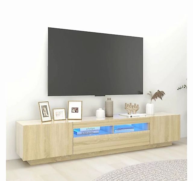 vidaXL TV-Schrank TV-Schrank mit LED-Leuchten Sonoma-Eiche 200x35x40 cm Low günstig online kaufen