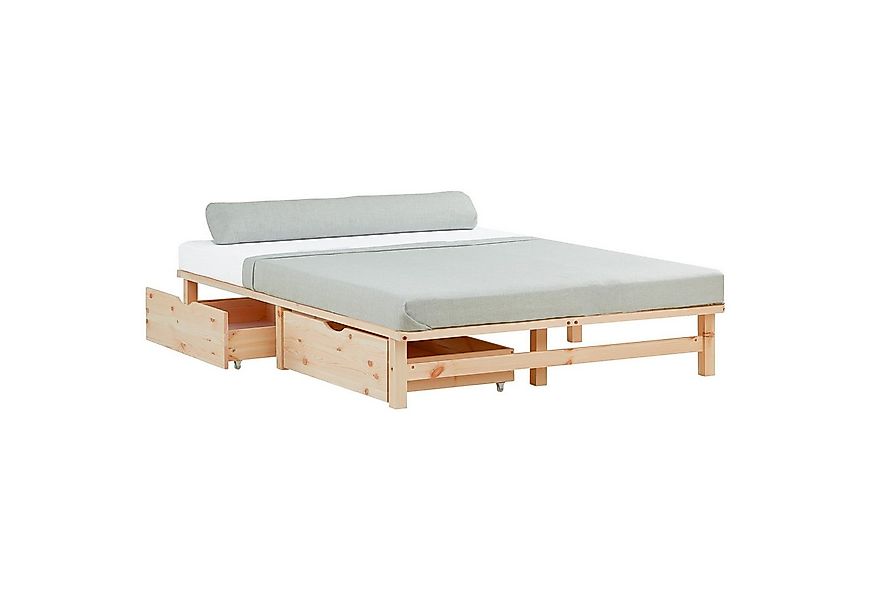 Homestyle4u Palettenbett Holzbett Kiefer Futonbett Bettgestell Bett mit Sta günstig online kaufen