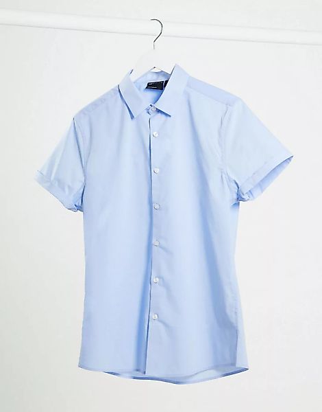 ASOS DESIGN – Schmal geschnittenes Stretch-Hemd in Blau günstig online kaufen