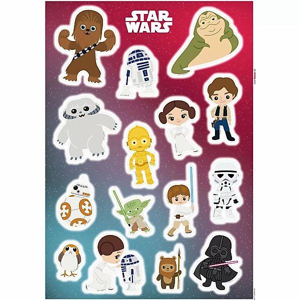 Komar Wandtattoo "Star Wars Little Heroes - Größe 50 x 70 cm", (15 St.), se günstig online kaufen