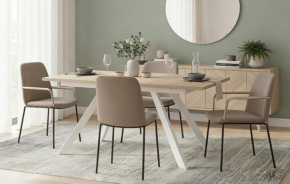 B&D home Esstisch LARS, Metallgestell schwarz oder weiß, ausziehbar 120-160 günstig online kaufen