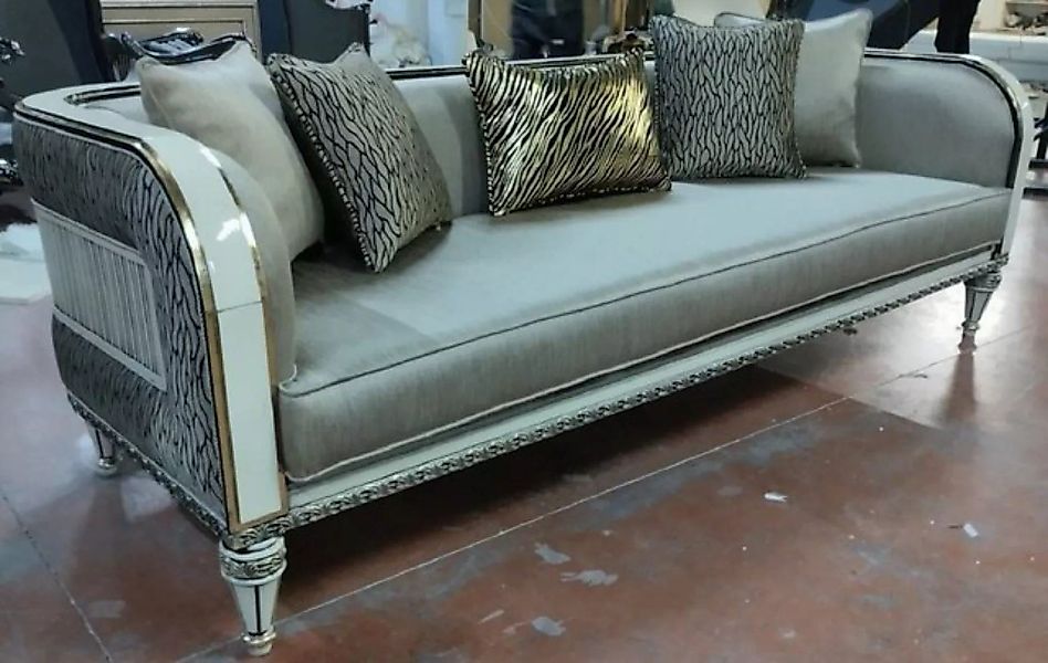 Casa Padrino Sofa Casa Padrino Luxus Barock Sofa Silber / Weiß / Gold - Pru günstig online kaufen