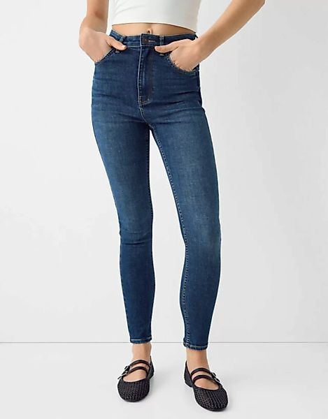 Bershka Skinny-Jeans Mit Sehr Hohem Bund Damen 40 Blau günstig online kaufen