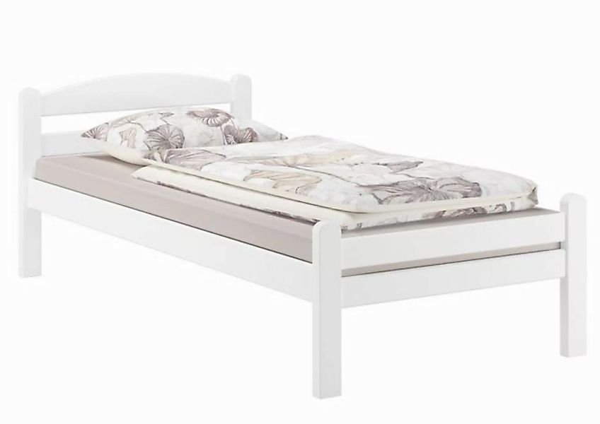 ERST-HOLZ Bett Einzelbett Gästebett massiv Buche weiß 90x200, Buchenholzwas günstig online kaufen