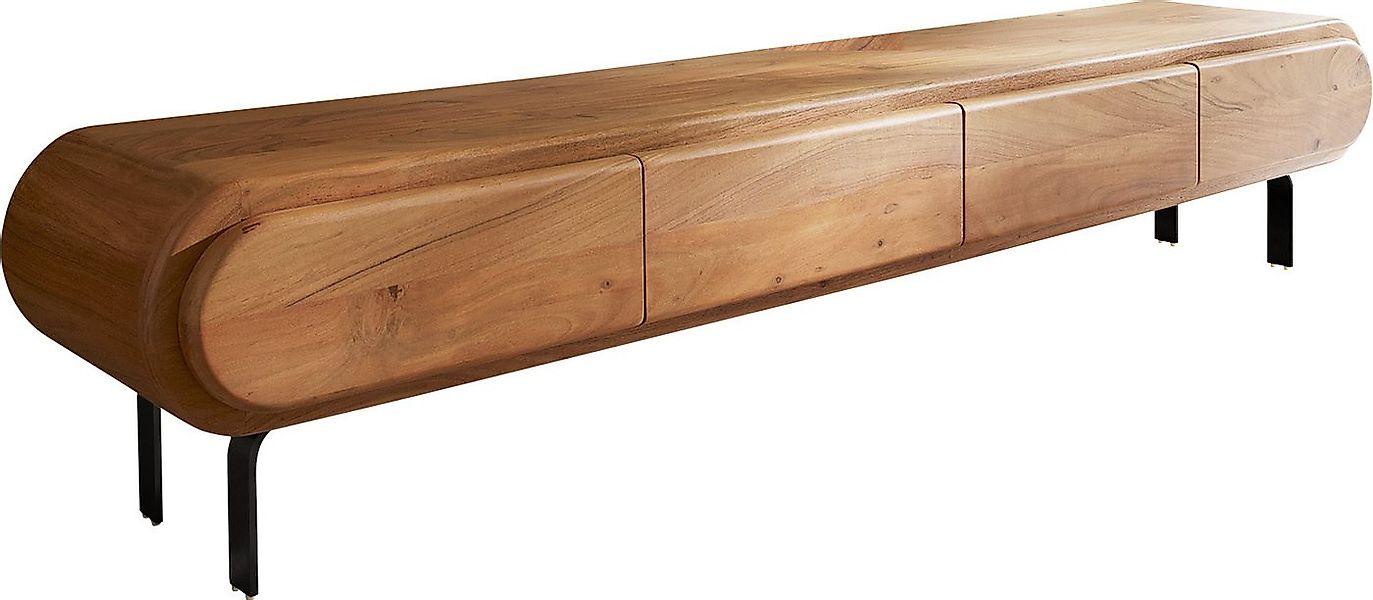 DELIFE Lowboard Sohara, Akazie Natur 175 cm 4 Türen L-Fuß schwarz Lowboard günstig online kaufen