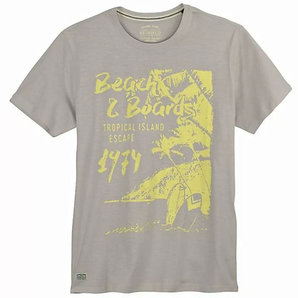 redfield Rundhalsshirt Große Größen Herren T-Shirt grau großer Print Redfie günstig online kaufen