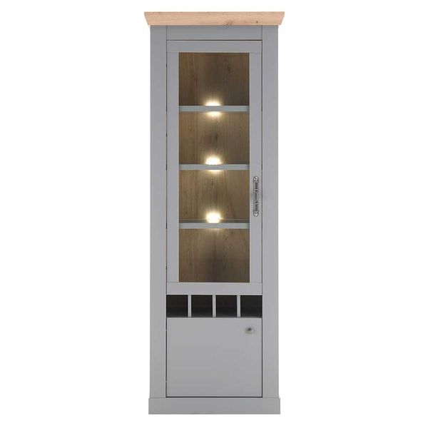 Wohnzimmer Vitrinenschrank im Landhausstil Lichtgrau günstig online kaufen