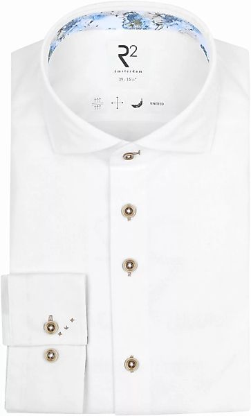 R2 Knitted Piqué Hemd Weiß - Größe 43 günstig online kaufen